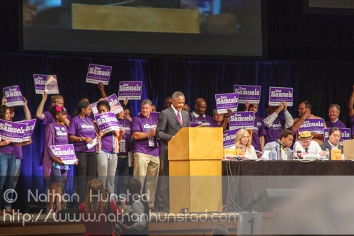 Mayoral candidate Don Samules at the 2013 Minneapolis DFL Conven